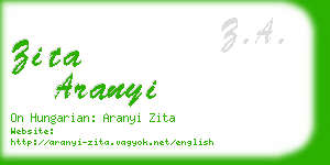 zita aranyi business card